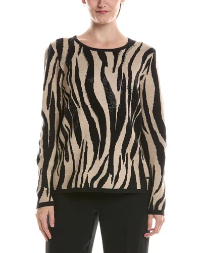 Picadilly Animal Jacquard Sweater In Beige