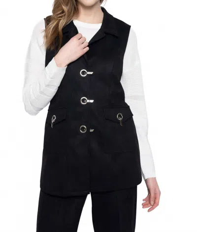 Picadilly Belted Vest With Pockets In Black