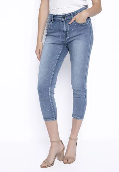 Picadilly Bling Capri Jean In Light Denim In Blue