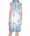Picadilly Blue Floral Knit Lace Dress In Blue White In Black