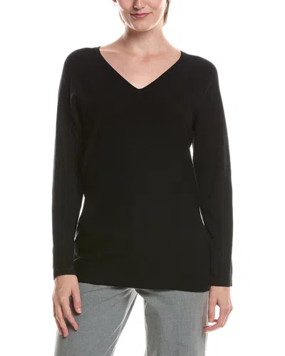 Picadilly Button Back V-neck Sweater In Black