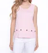 Picadilly Button Trim Tank In Soft Pink In Pink