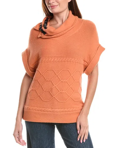 Picadilly Cable Pattern Sweater In Orange