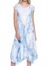 Picadilly Cap Sleeve Floral Midi Dress In Blue Multi In Multi