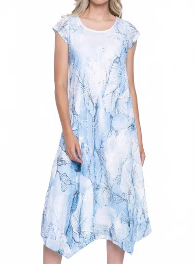 Picadilly Cap Sleeve Floral Midi Dress In Blue Multi