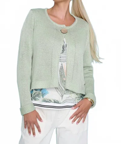 Picadilly Classic One Button Cardigan In Tendril In Green