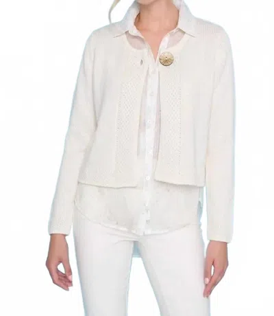 Picadilly Classic One Button Cardigan In White