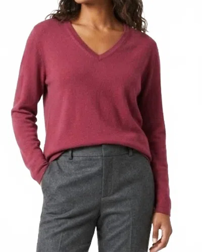 Picadilly Classic V-neck Long Sleeve Sweater In Wine In Pink