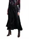 Picadilly Crinkled Long Skirt In Black In Black