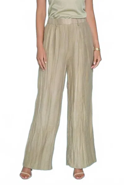 Picadilly Crinkled Wide-leg Reg Length Pants In Khaki Green In Neutral