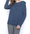 Picadilly Decorated Neckline Sweater In Allure Blue In Multi