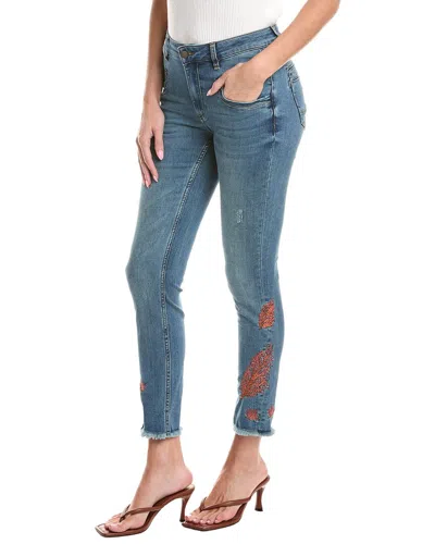 Picadilly Embroidered Ankle Length Jean In Blue