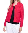 Picadilly Eyelet Embellished Jacket In Cerise In Red