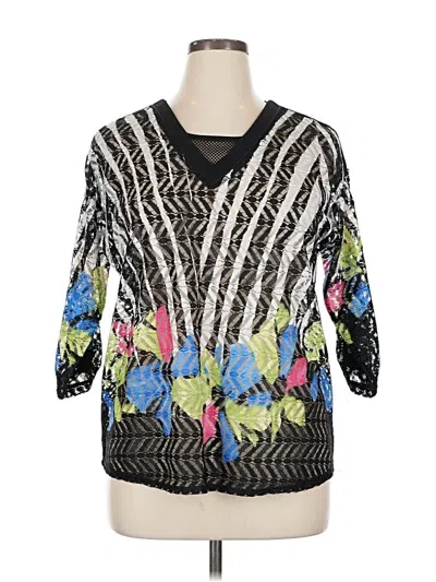 Pre-owned Picadilly Fashions 3/4 Sleeve Blouse In Black