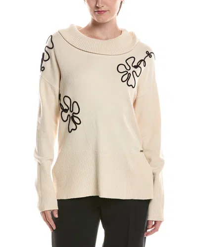 Picadilly Floral Embroidered Sweater In Neutral