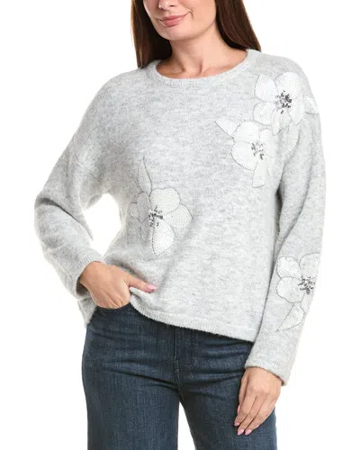 Picadilly Floral Sequin Wool-blend Sweater In Gray