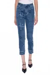 Picadilly Frayed Hem Cropped Jeans In Denim In Blue