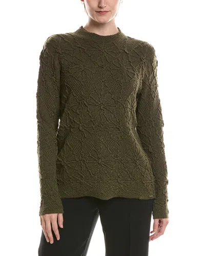 Picadilly Funnel Neck Textured Wool-blend Sweater In Green