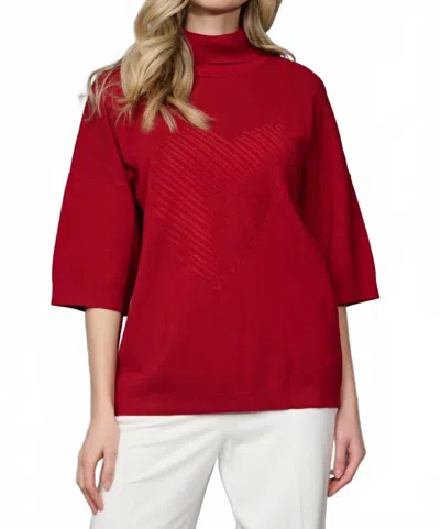 Picadilly Heart Embellished Top In Sangria In Red