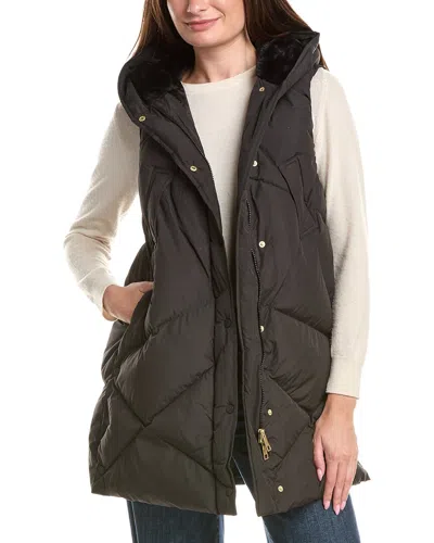 Picadilly Hooded Long Vest In Brown