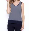 Picadilly Knitted Stripe Tank In Deep Navy And White In Blue