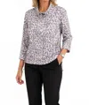 Picadilly Leopard Print Zip Front Jacket In Grey Multi In Gray