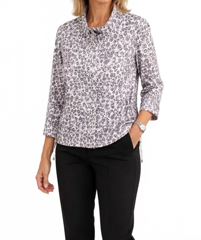 Picadilly Leopard Print Zip Front Jacket In Grey Multi In Gray