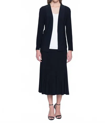 Picadilly Long Open Front Jacket In Black In Blue