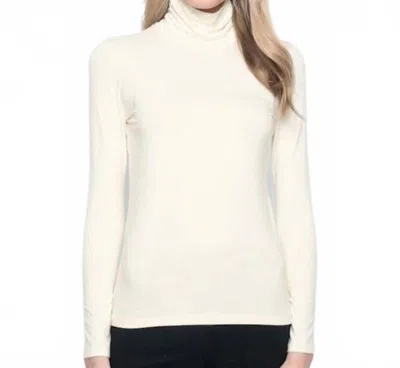 Picadilly Long Sleeve Turtle Neck Top In Off White