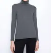Picadilly Long Sleeve Turtleneck Top In Charcoal In Gray