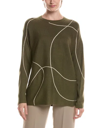 Picadilly Metallic Trim Sweater In Green