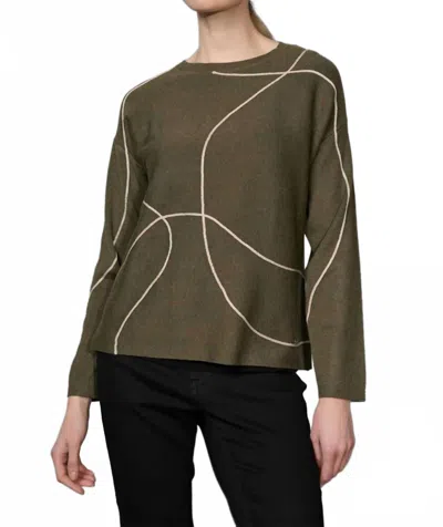Picadilly Metallic Trim Sweater In Olive In Green