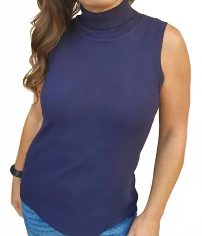 Picadilly Mock Neck Tank Sweater In Deep Navy In Blue
