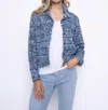 Picadilly Novelty Fringed Jacket In Denim Multi In Blue