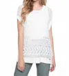 Picadilly Open Knit V-neck Top In White In White