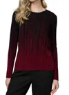 Picadilly Pattern Textured Long Sleeve Top In Bordeaux Multi In Black