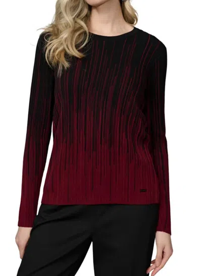 Picadilly Pattern Textured Long Sleeve Top In Bordeaux Multi