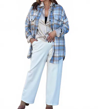 Picadilly Pull On Wide Leg Pant In White In Blue