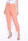 Picadilly Sally Lace Trim Pants In Pale Coral In Multi