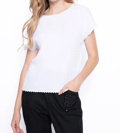 Picadilly Short Sleeve Pleated Top In White