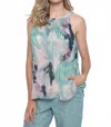 Picadilly Sleeveless Halter Top In Jade In Gray
