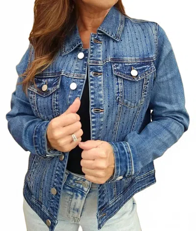 Picadilly Sparkles Long Sleeves Jacket In Deep Denim In Blue