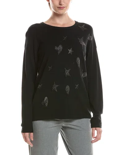 Picadilly Star Heart Rhinestone Sweater In Black