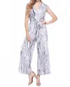 Picadilly Stripe Jacquard Tie-front Jumpsuit In Grey/white In Multi