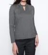 Picadilly Twisted Mock Tee In Heather Charcoal In Grey