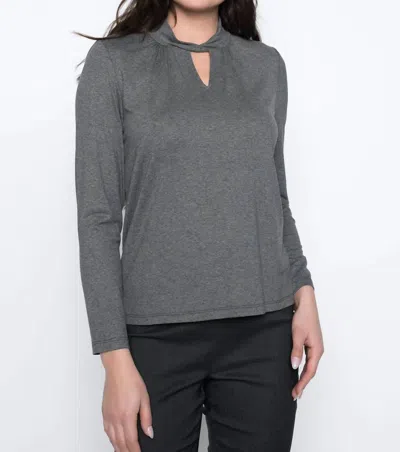 Picadilly Twisted Mock Tee In Heather Charcoal In Grey