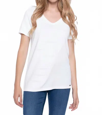 Picadilly V-neck Textured Knitted Top In White