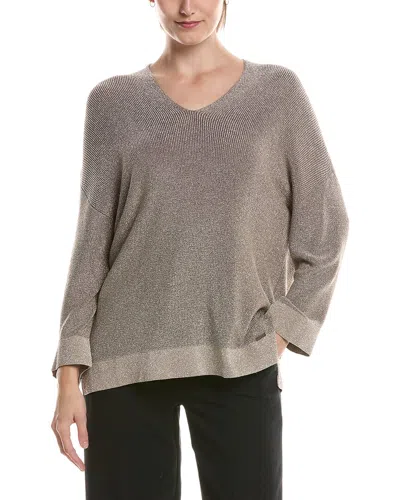 Picadilly V-neck Metallic Top In Brown