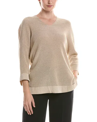 Picadilly V-neck Metallic Top In Neutral