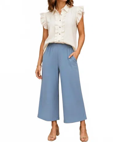 Picadilly Wide Leg Gaucho Pant In Dusty Blue